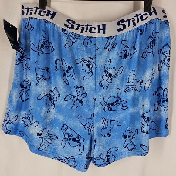 DISNEY STITCH CHARACTER WOMEN’S BLUE SLEEP SHORTS – SIZE LARGE - Picture 2 of 7